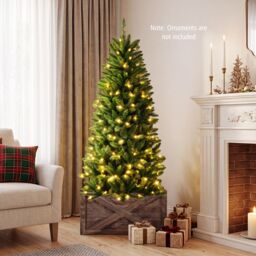 Artificial Pencil Christmas Tree with 250 Warm White UL-listed Lights-5FT - thumbnail 2