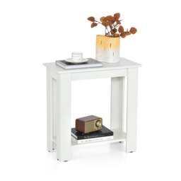 2-Tier End Table with Storage Shelf for Small Spaces-White - thumbnail 1