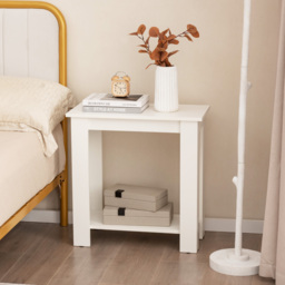 2-Tier End Table with Storage Shelf for Small Spaces-White - thumbnail 2