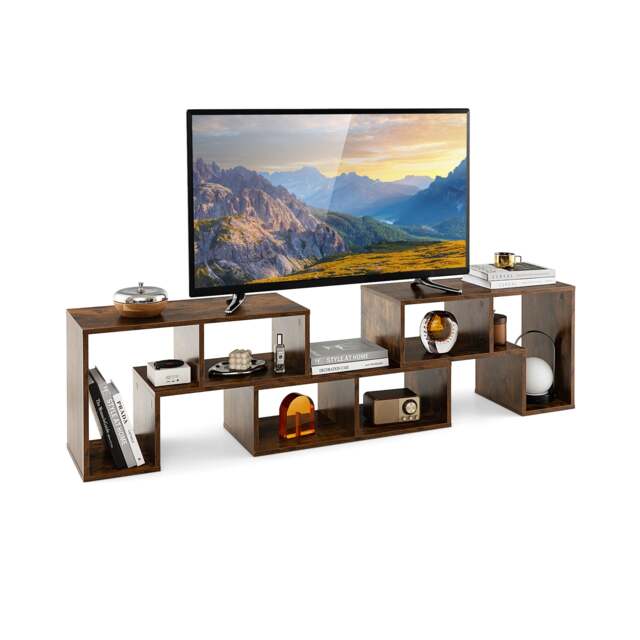 3 Pieces Convertible TV Stand for TVs up to 65 Inches-Rustic Brown - image 1