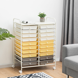 20 Drawers Storage Trolley with 4 Wheels for Beauty Salon-Yellow - thumbnail 3