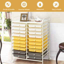 20 Drawers Storage Trolley with 4 Wheels for Beauty Salon-Yellow - thumbnail 4