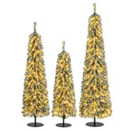 4/5/6FT Artificial Christmas Tree Set of 3 with Realistic Accumulated Snow - thumbnail 1
