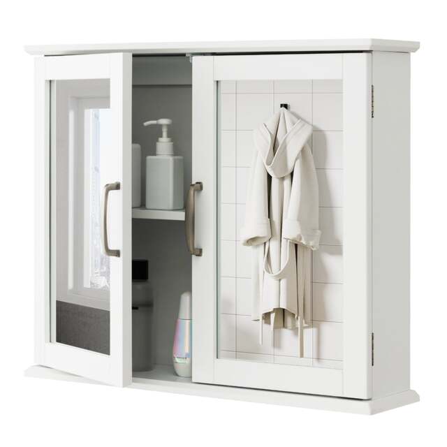 Wall-mounted Bathroom Mirror Cabinet for Bathroom Living Room-White - image 1