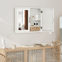 Wall-mounted Bathroom Mirror Cabinet for Bathroom Living Room-White - thumbnail 3