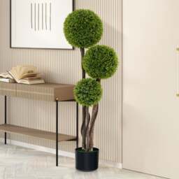 120 CM Artificial Boxwood Topiary Ball Tree with Triple Ball for Home Office - thumbnail 3