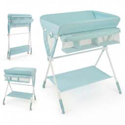 Diaper Changing Station with 3 Position Adjustable Level and 4 Universal Wheels-Green - thumbnail 1