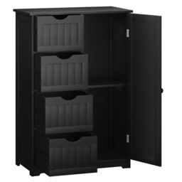 Freestanding Storage Cupboard with Adjustable Shelf and Drawers-Black - thumbnail 1