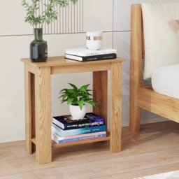 2-Tier End Table with Storage Shelf for Small Spaces-Natural - thumbnail 2