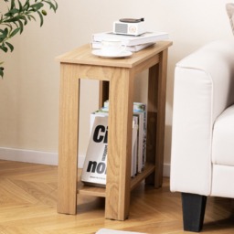 2-Tier End Table with Storage Shelf for Small Spaces-Natural - thumbnail 3
