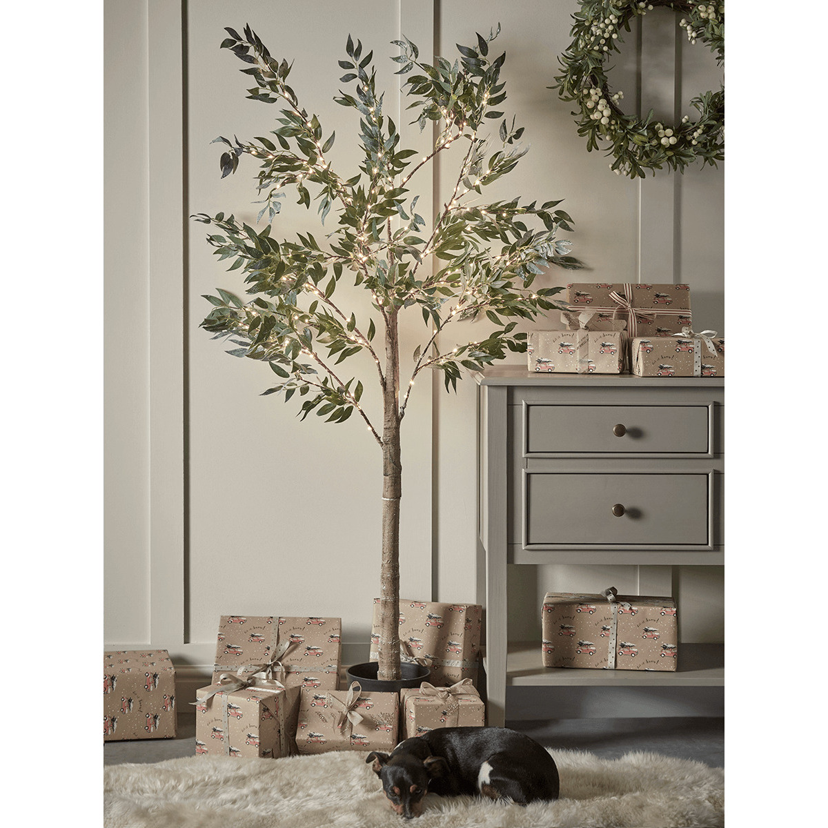 Indoor Outdoor Light Up Faux Olive Tree - image 1