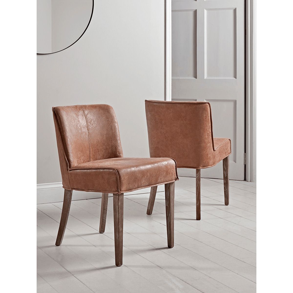 Two Leather & Wood Dining Chairs - image 1