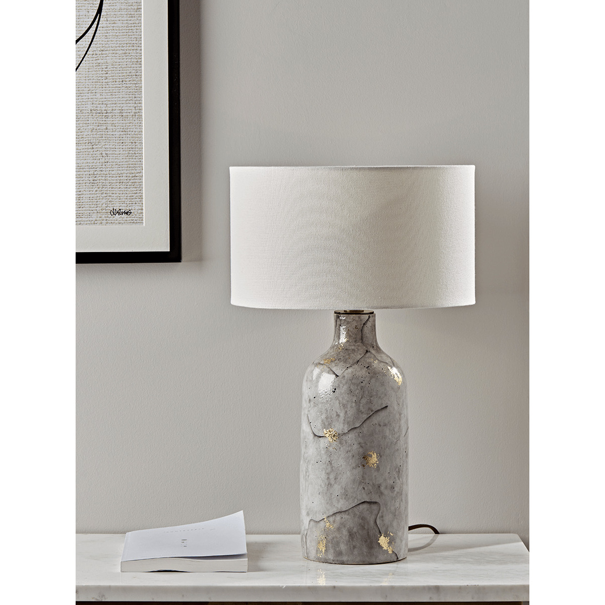 Painted Marble & Gold Table Lamp - image 1