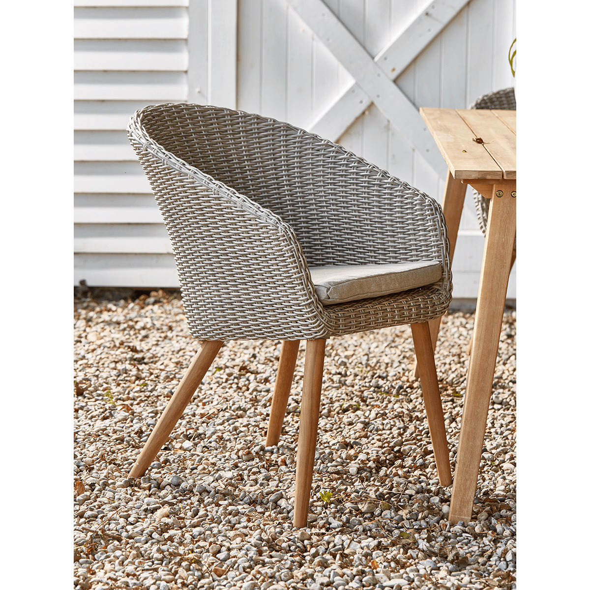 Two Faux Rattan Dining Chairs - image 1