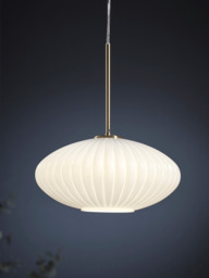 Fluted Milky Glass Pendant - Oval - thumbnail 2