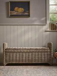 Round Rattan Storage Bench - Large - thumbnail 1