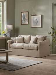 Silves Two Seater Sofa - Warm Sand Wide Cotton Stripe