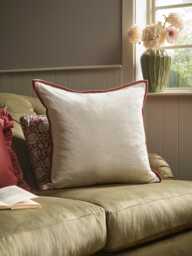 Velvet & Cotton Linen Large Square Cushion Cover - Deep Red - thumbnail 2