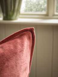 Velvet & Cotton Linen Large Square Cushion Cover - Deep Red - thumbnail 4