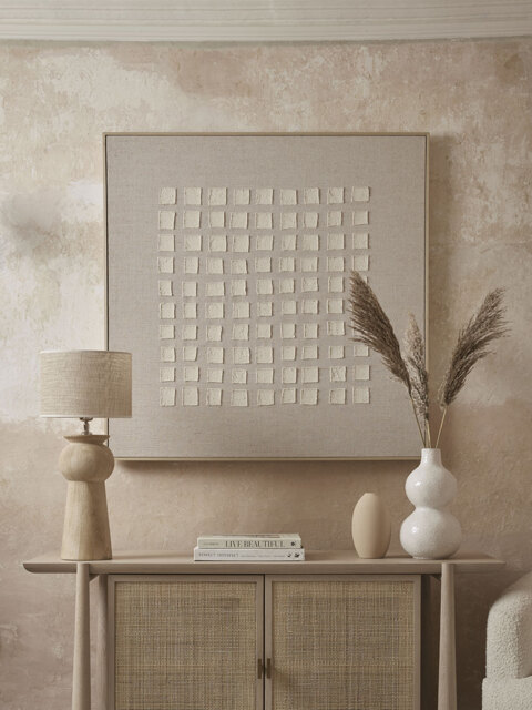 Textured Squares Framed Linen Wall Art - image 1