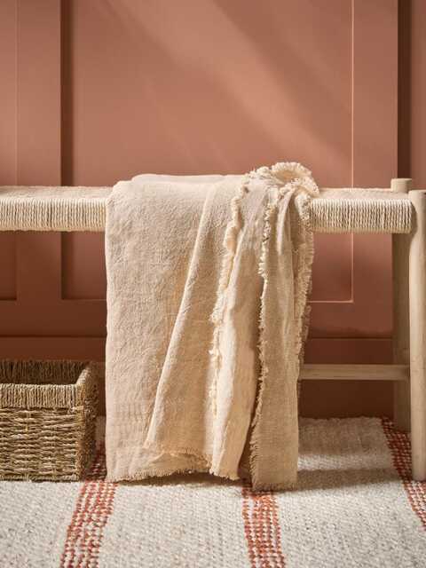 Frayed Edge Bedspread - Natural - image 1