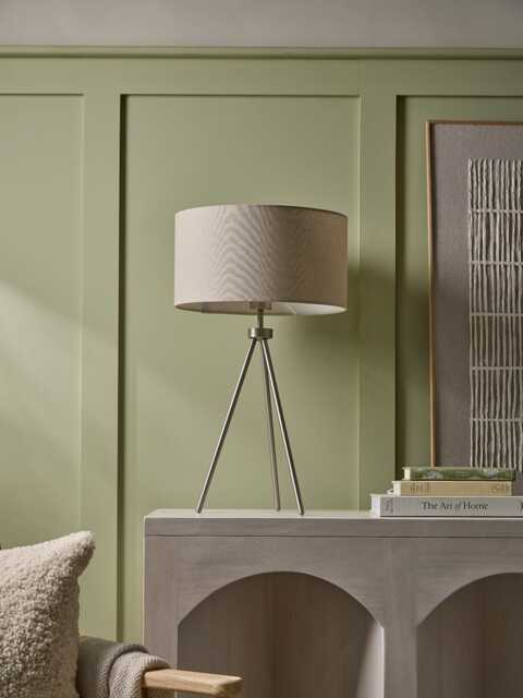 Brushed Silver Tripod Table Lamp - image 1