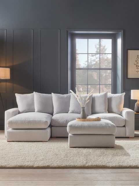 Lyon Chaise Right Hand Sofa - Fog Opulent Cotton Velvet - image 1