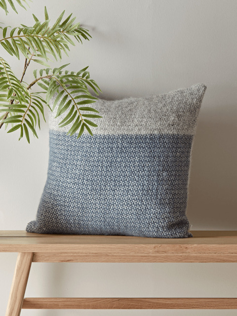 Soft Wool Cushion Cover - Blue & Grey - image 1
