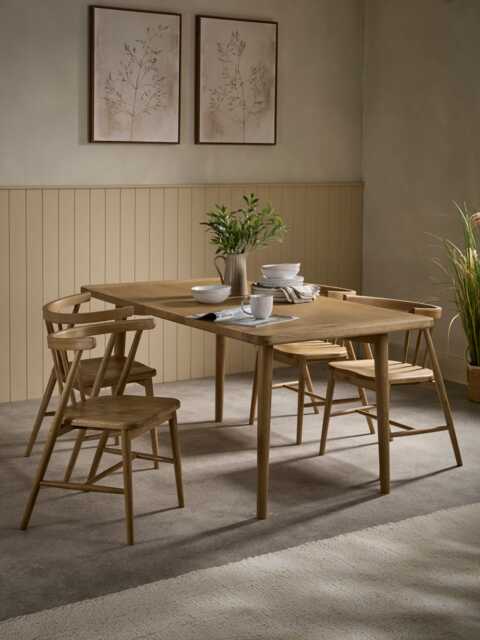 Weathered Oak Rectangle Dining Table - 6 Seater - image 1