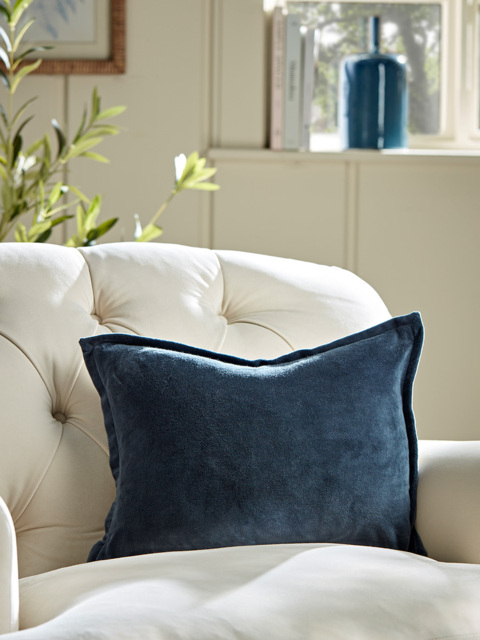 Velvet & Cotton Linen Rectangular Cushion Cover - Steel Blue - image 1