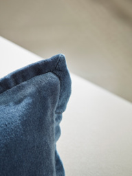 Velvet & Cotton Linen Rectangular Cushion Cover - Steel Blue - thumbnail 2