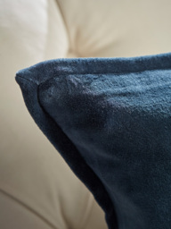 Velvet & Cotton Linen Rectangular Cushion Cover - Steel Blue - thumbnail 4
