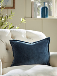 Velvet & Cotton Linen Rectangular Cushion Cover - Steel Blue - thumbnail 1