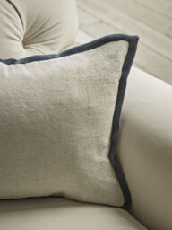 Velvet & Cotton Linen Rectangular Cushion Cover - Steel Blue - thumbnail 5