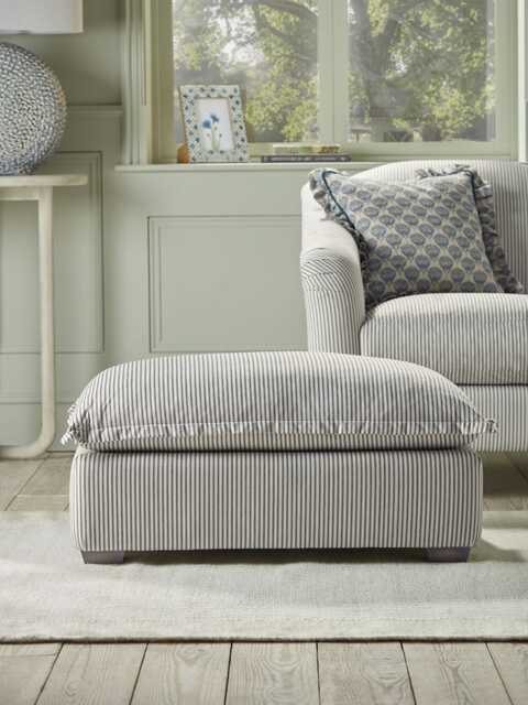 Umea Ottoman - Peony Wide Cotton Stripe - image 1