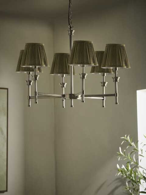 Lucian Six Arm Chandelier with Olive Scalloped Shade - image 1