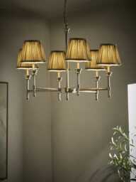 Lucian Six Arm Chandelier with Olive Scalloped Shade - thumbnail 2