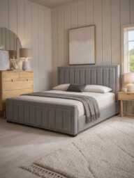 Odin Slate Grey Velvet Bed - Double