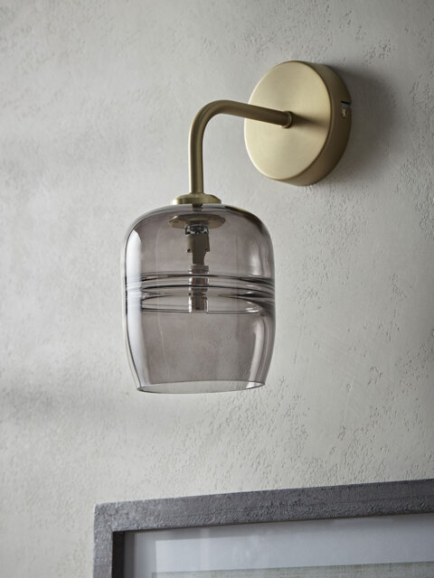 Smoked Ribbed Glass Wall Light - Rectangular - image 1