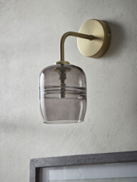 Smoked Ribbed Glass Wall Light - Rectangular - thumbnail 1