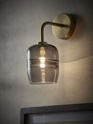 Smoked Ribbed Glass Wall Light - Rectangular - thumbnail 2