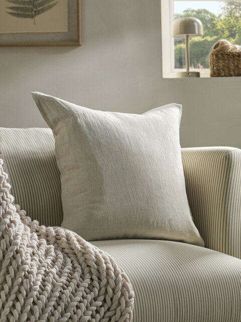 Cotton Linen Large Square Cushion Cover - Natural - image 1