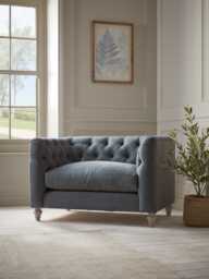 Sarnia Love Seat - Soft Grey Opulent Cotton Velvet