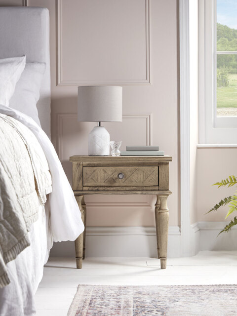 Geometric Parquet Single Drawer Bedside Table - image 1