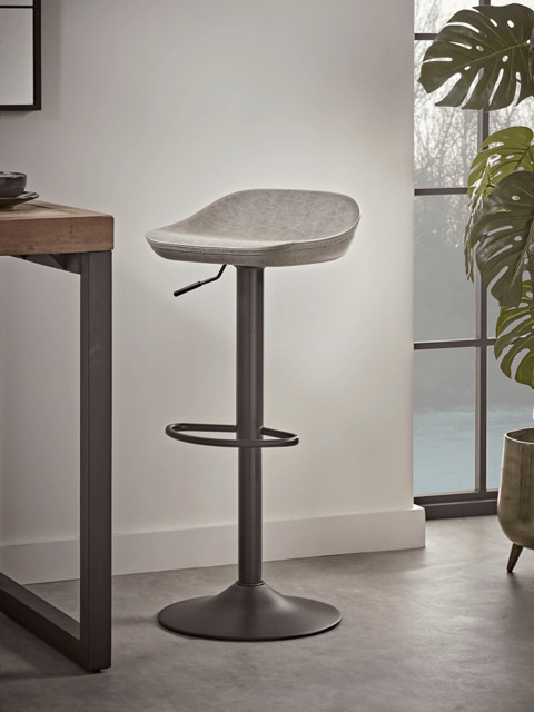 Two Faux Leather Counter Stools - Grey - image 1