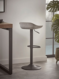 Two Faux Leather Counter Stools - Grey - thumbnail 2
