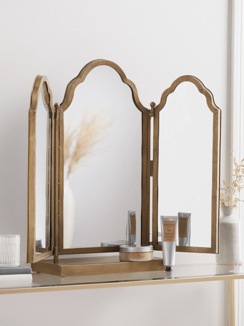 Folding Table Mirror Brass - image 1