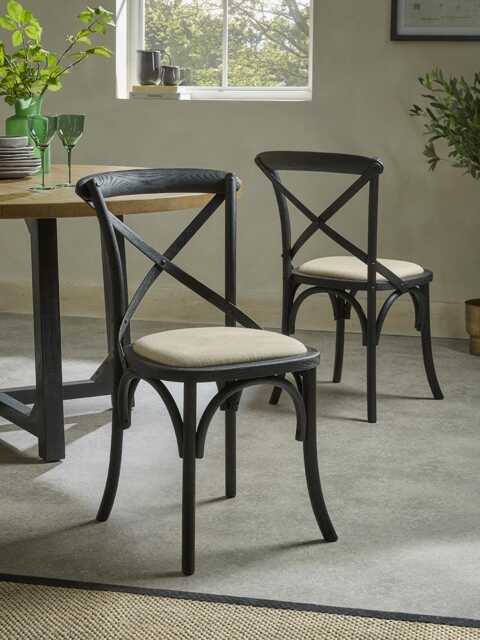 Black Oak Cross Back Dining Chair - Set of 2 - image 1