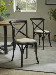 Black Oak Cross Back Dining Chair - Set of 2 - thumbnail 1