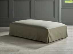 Loose Cover Coffee Table Ottoman - Soft Grey Opulent Cotton Velvet - thumbnail 4